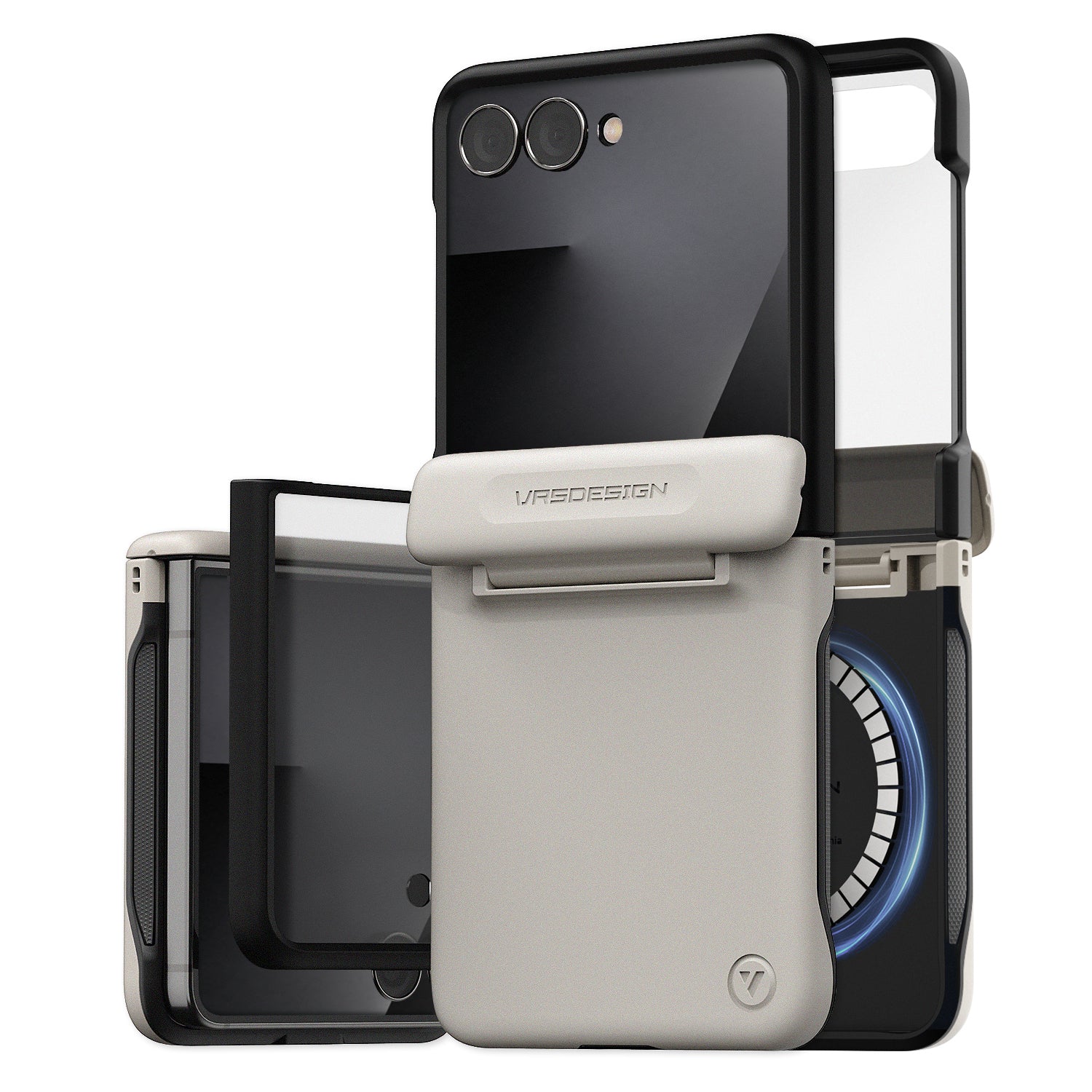Samsung Galaxy Z Flip 7 Luxury Mobile phone cover card holder hinge protector built-in screen shield slim rugged daily carry durable case by VRS DESIGN