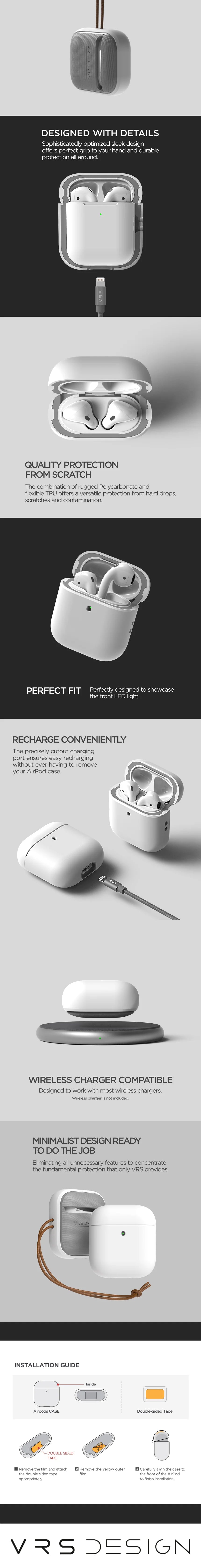 Apple AirPods 1 & 2 Modern Lock Wireless Headphones with Noise Cancellation, Rugged modern and Lightweight Slim by VRS
