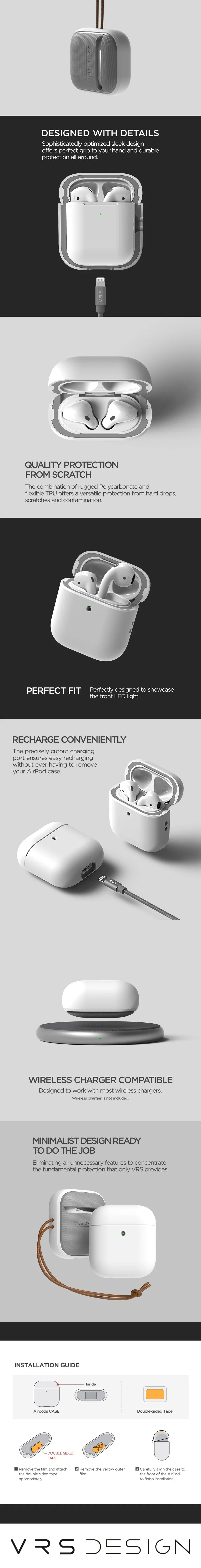 Apple AirPods 1 &amp; 2 Modern Lock Wireless Headphones with Noise Cancellation, Rugged modern and Lightweight Slim by VRS