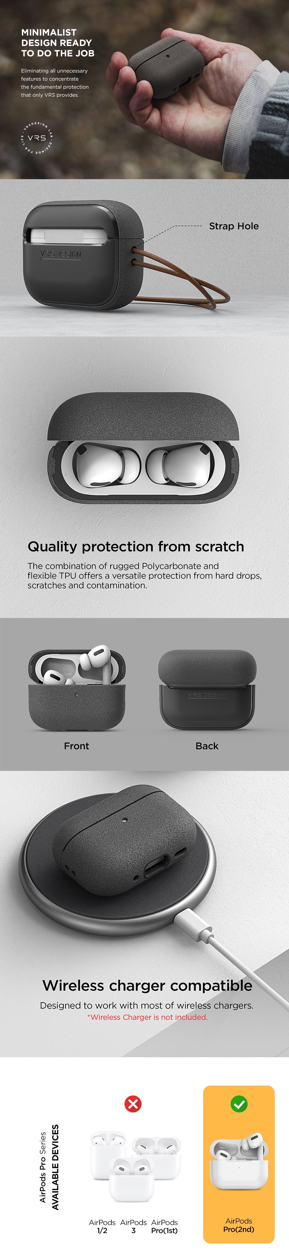 Apple AirPods Pro Modern Lock Wireless Headphones with Noise Cancellation, Rugged modern and Lightweight Slim case by VRS