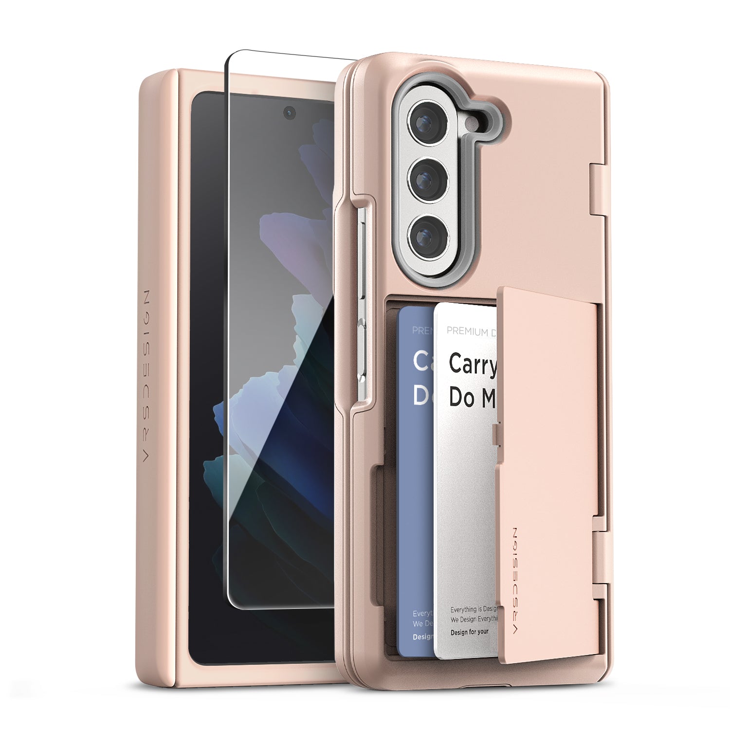 Samsung Galaxy Z Fold 5 slim rugged case multiple durable convenience card wallet storage sleek design minimalist modern women color perfect wallet compartment hinge cover