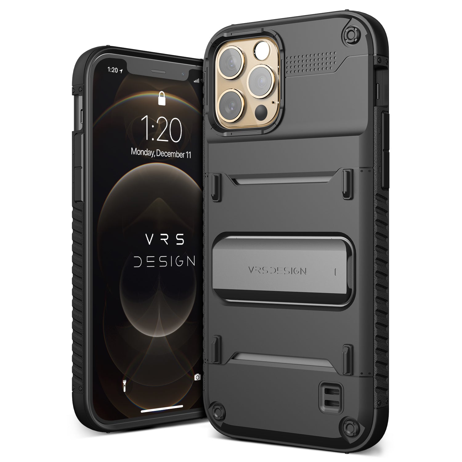 iPhone 12 Pro rugged Quickstand case with multiple durable and convenient Kicstand with sleek minimalist look by VRS Design