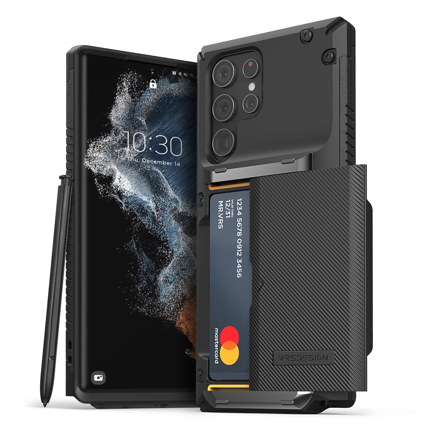 Samsung Galaxy S22 Ultra rugged wallet case with multiple durable and convenient card slot with sleek minimalist look by VRS