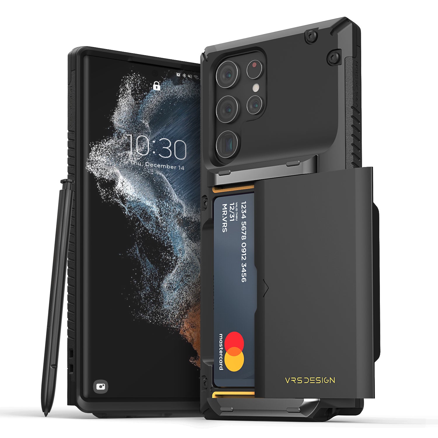 Samsung Galaxy S22 Ultra rugged wallet case with multiple durable and convenient card slot with sleek minimalist look by VRS