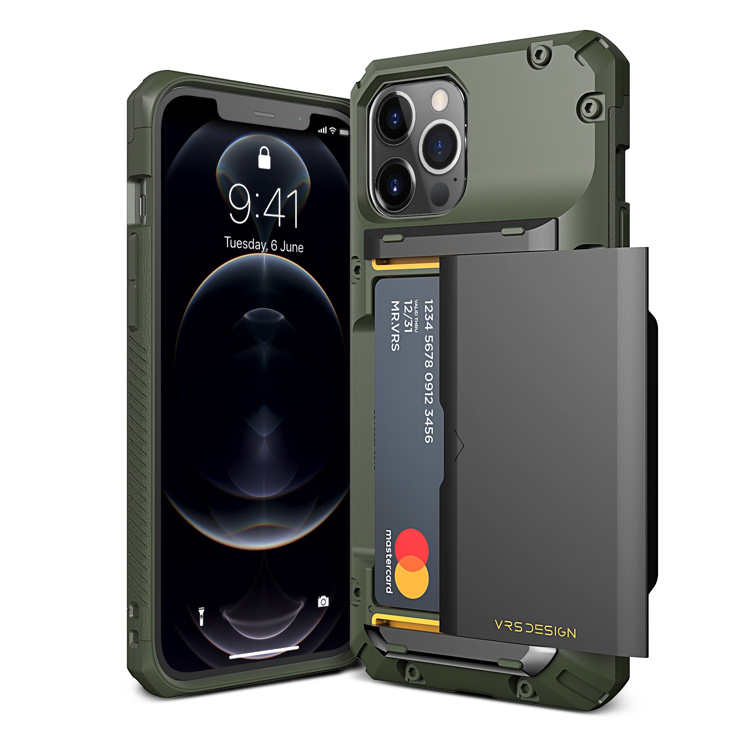 Apple 12 Pro Max rugged Glide wallet case with multiple durable and convenient card slot with sleek minimalist look by VRS