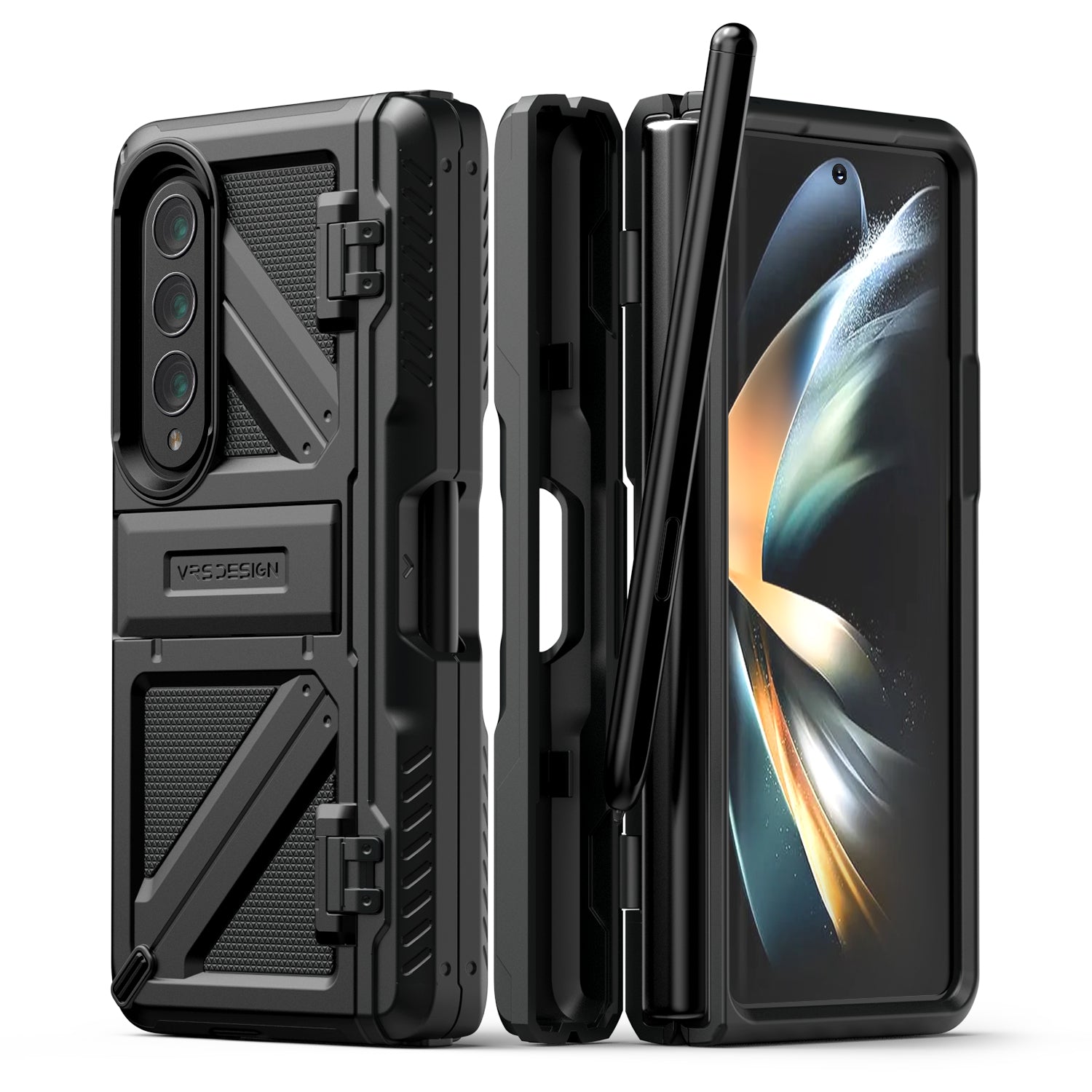 TORRAS QuickStand Designed for Galaxy Z Fold 3 Case, [Aluminum Alloy Stand]  [No Glue Worry] Slim Thin Translucent Matte Durable Kickstand Case  Compatible for Galaxy Z Fold 3 5G, Black : : Electronics
