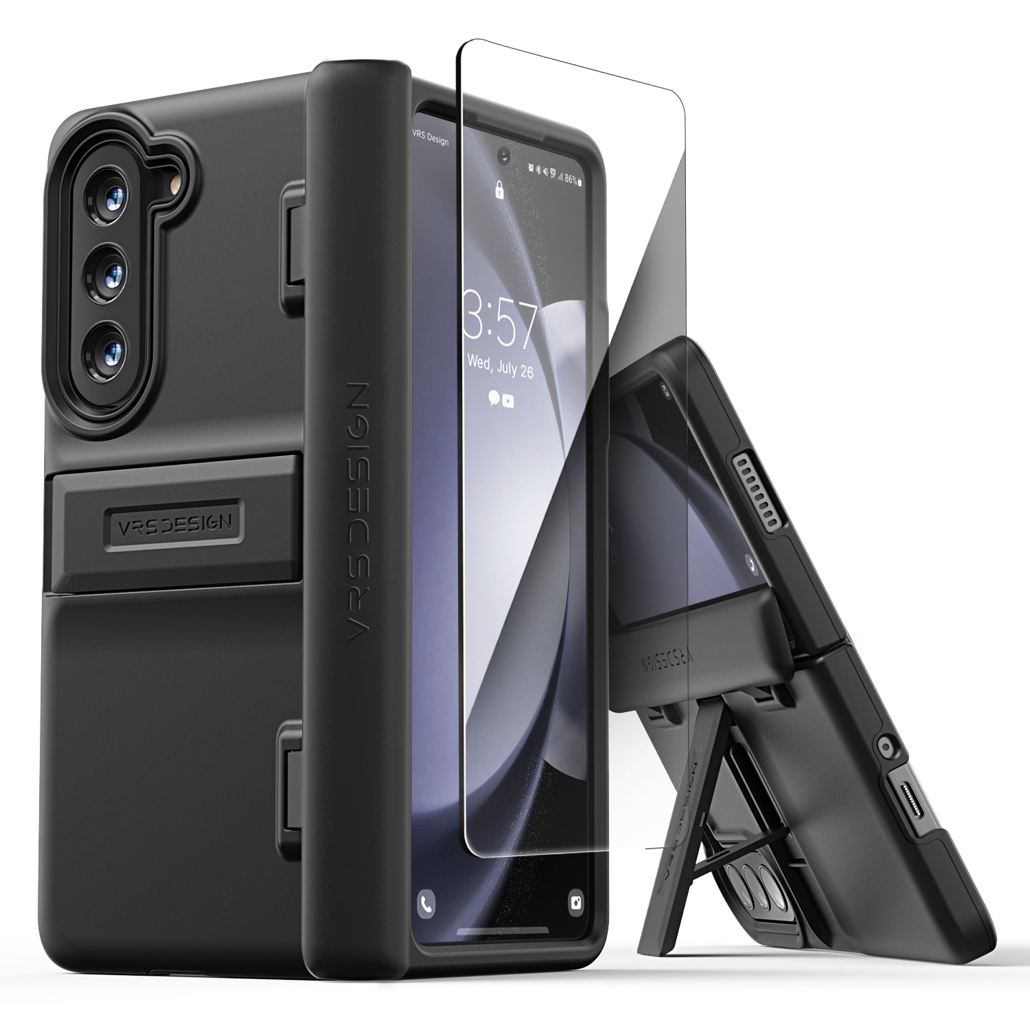 Sleek rugged Galaxy Z Fold 5 kickstand minimalist Case by VRS Design Sleek rugged Galaxy Z Fold 5 kickstand minimalist Case by VRS Design