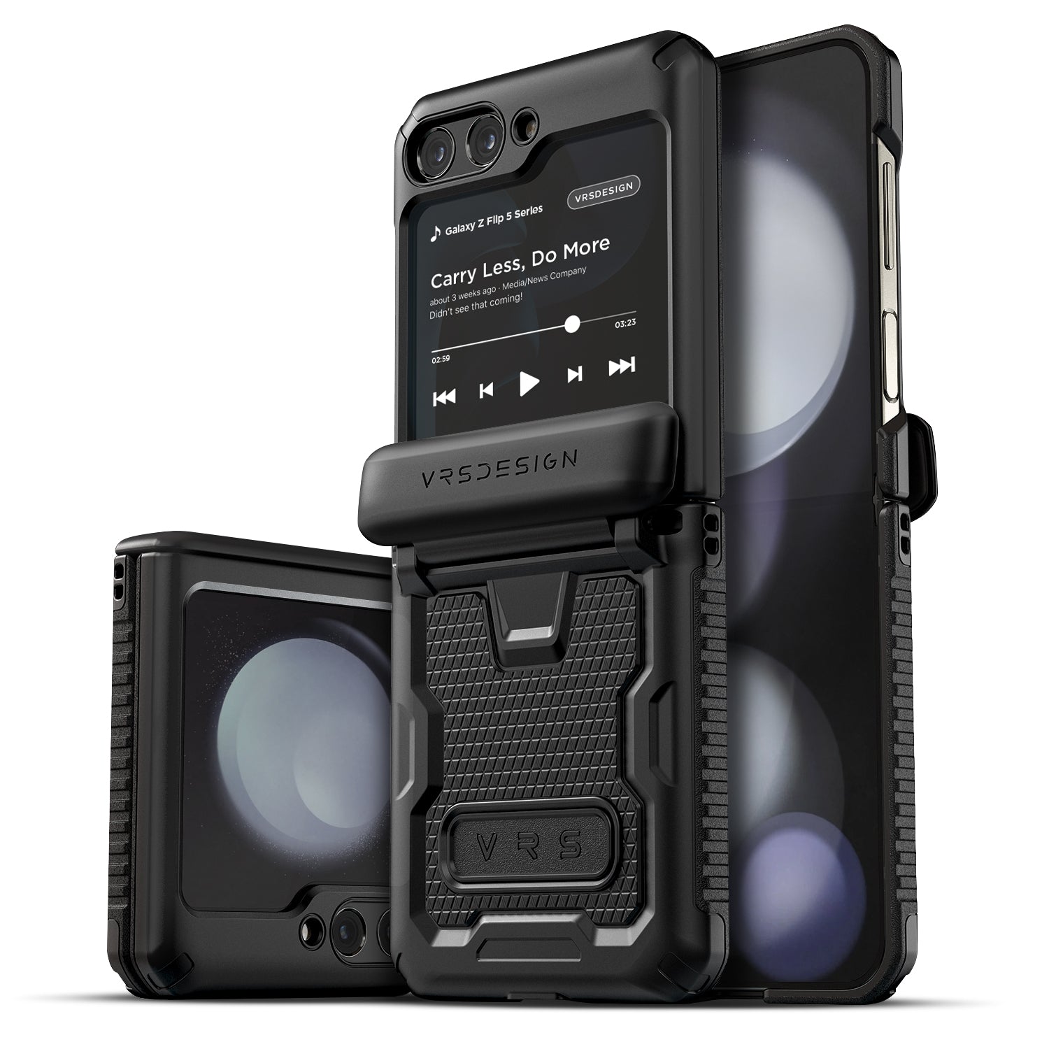 Samsung Galaxy Z Flip 5 Luxury Mobile phone cover card holder hinge protector built-in screen shield slim rugged daily carry durable case by VRS DESIGN
