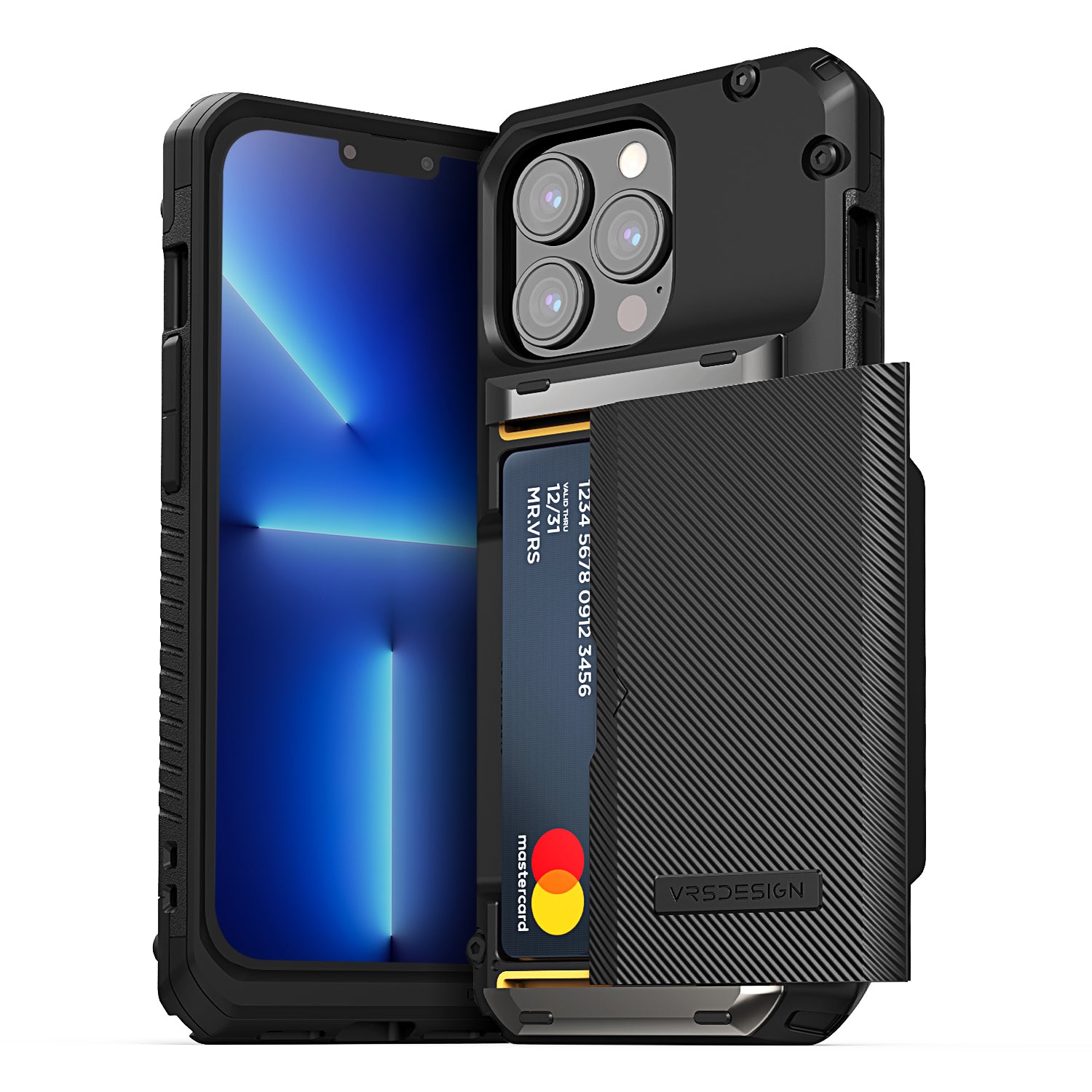 Apple 13 pro rugged Glide wallet case with multiple durable and convenient card slot with sleek minimalist look by VRS