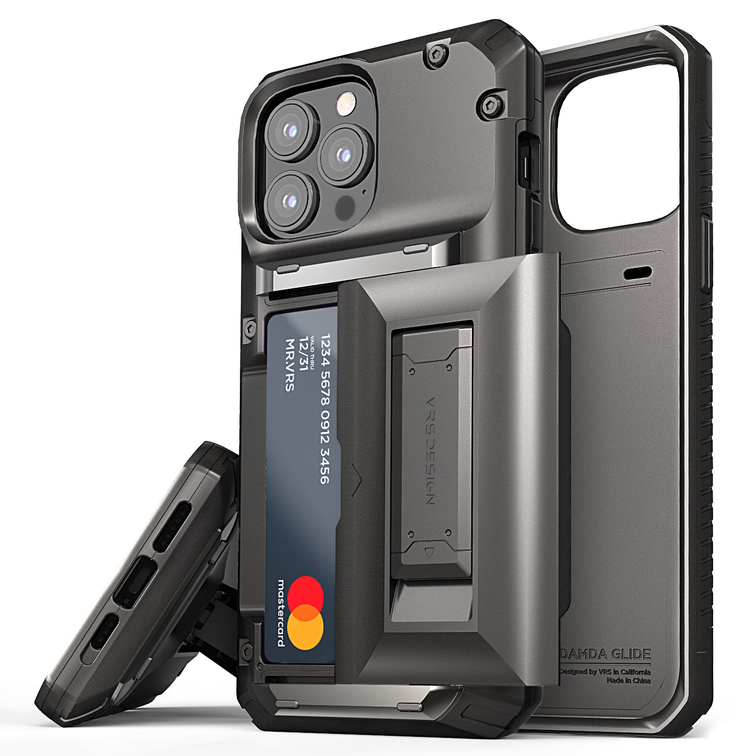 Apple 13 Pro Max rugged wallet case Damda Glide Hybrid with multiple durable and convenient card slot Wallet with sleek minimalist look by VRS Design