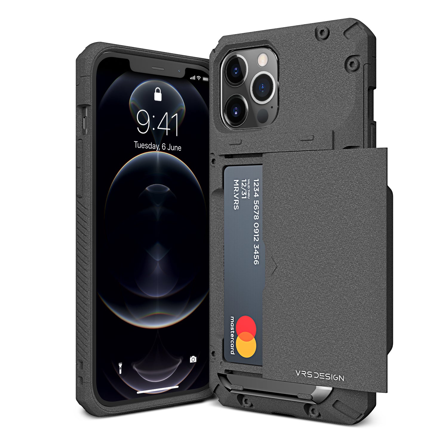 Apple 12 Pro Max rugged Glide wallet case with multiple durable and convenient card slot with sleek minimalist look by VRS