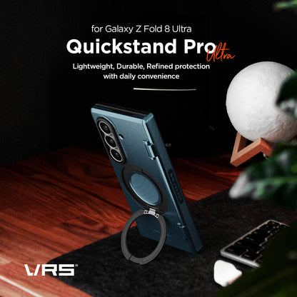 Galaxy Z Fold 8 Ultra Modern Quickstand Pro case shown with the stand extended for easy tabletop use.