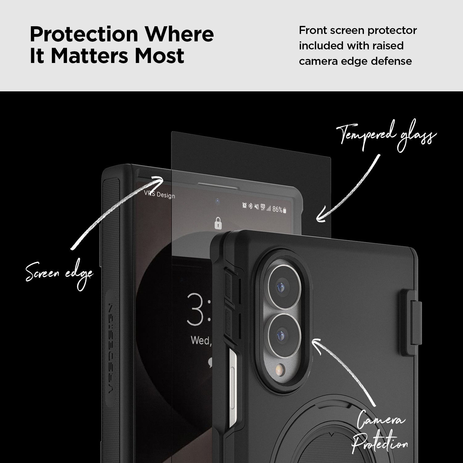 Built-in quickstand on the Galaxy Z Fold 8 Wide case for comfortable hands-free viewing.