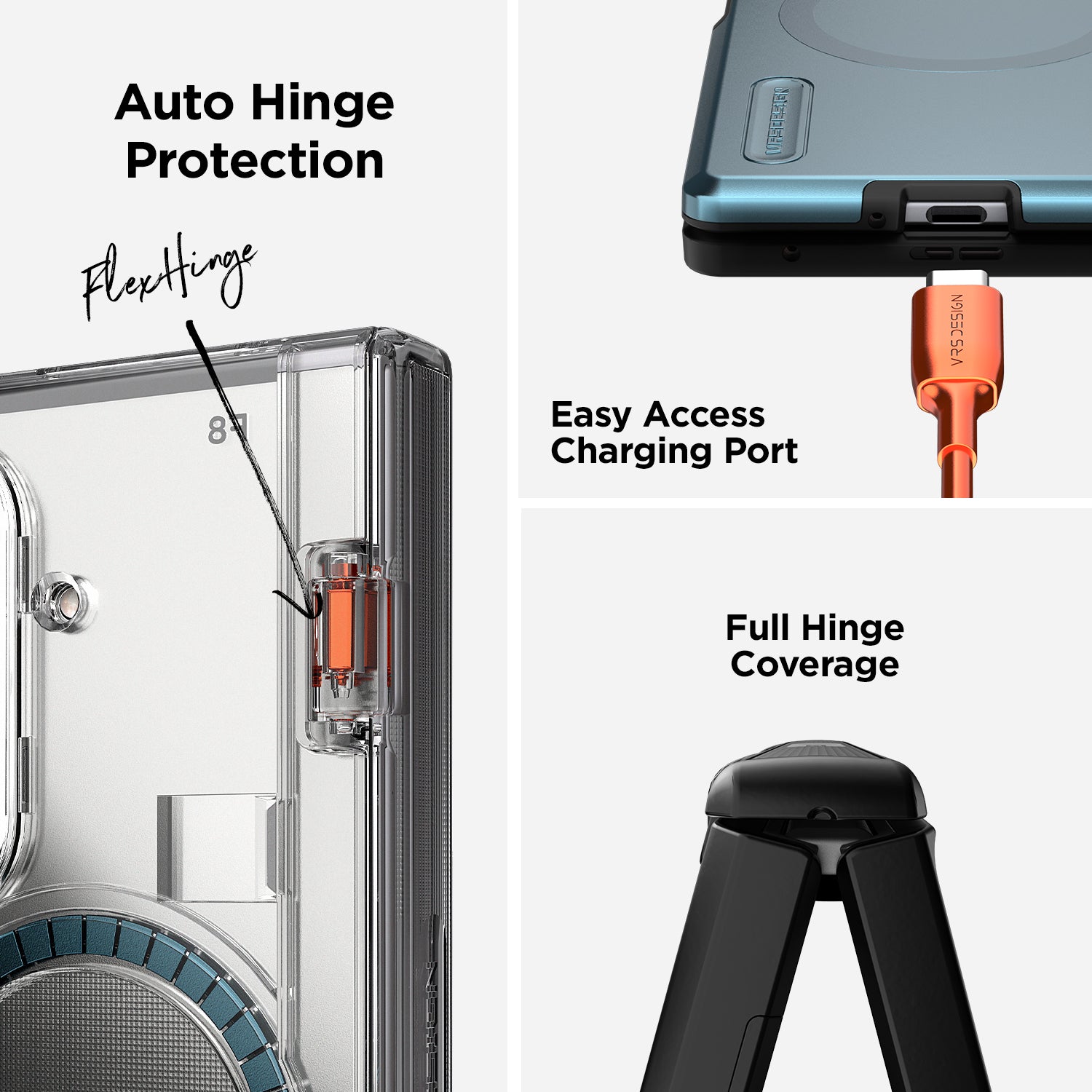 Slim hinge protection on the Galaxy Z Fold 8 Ultra Modern case designed for smooth folding and unfolding.