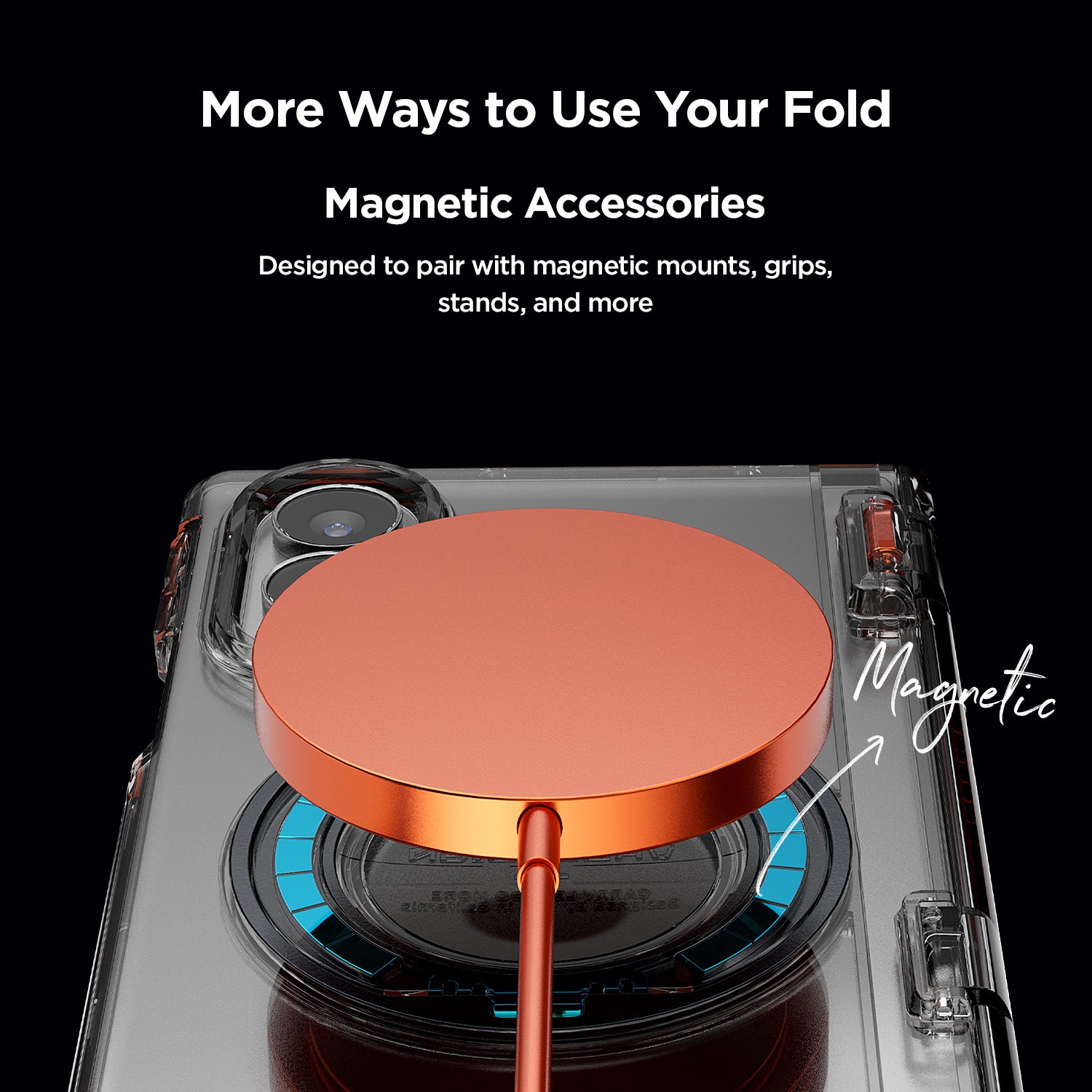 VRS DESIGN Modern Quickstand Pro case supporting portrait and landscape viewing on Galaxy Z Fold 8 Wide.