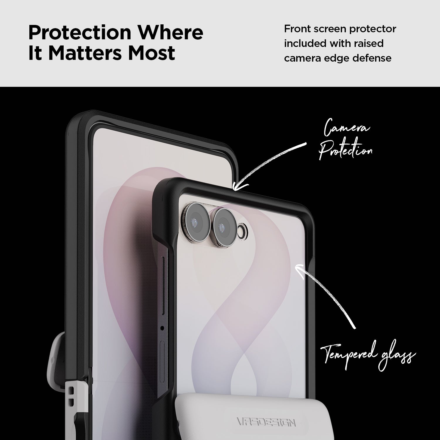 VRS DESIGN Modern case for Galaxy Z Flip 8 designed for convenient wireless charging compatibility.