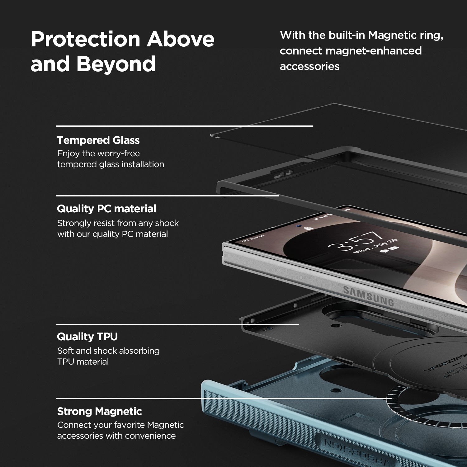 Included front screen protector kit for the VRS DESIGN Galaxy Z Fold 8 Ultra Modern case.