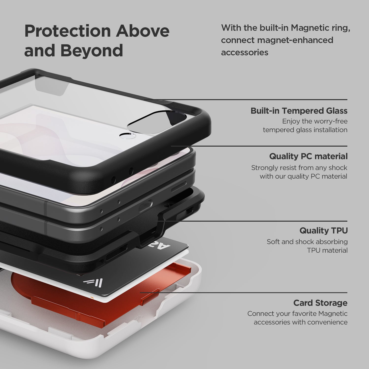 Raised edges and reinforced corners help protect the Galaxy Z Flip 8 from scratches and minor impacts.