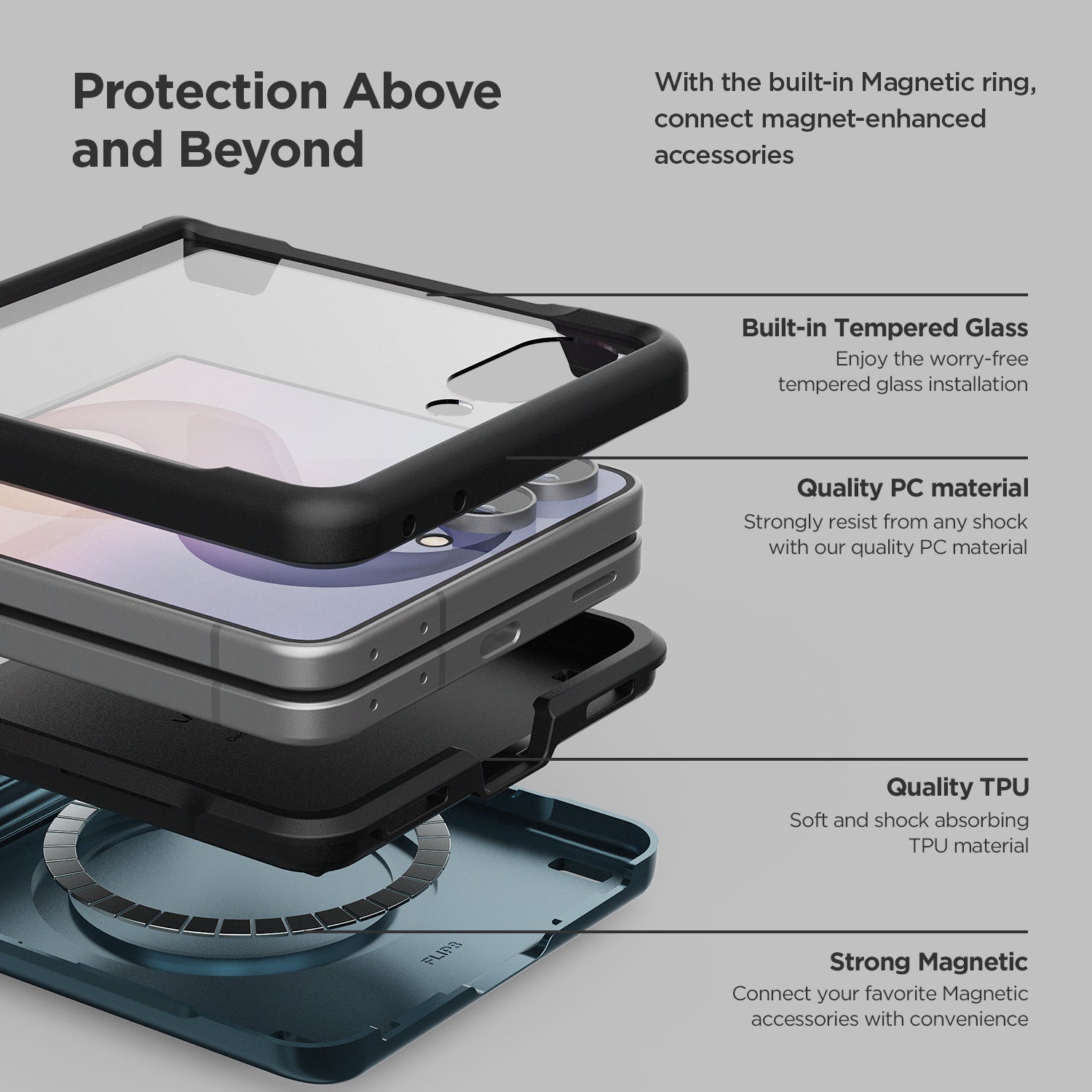 Precise cutouts on the Galaxy Z Flip 8 Modern case provide easy access to buttons, speakers, and charging port.