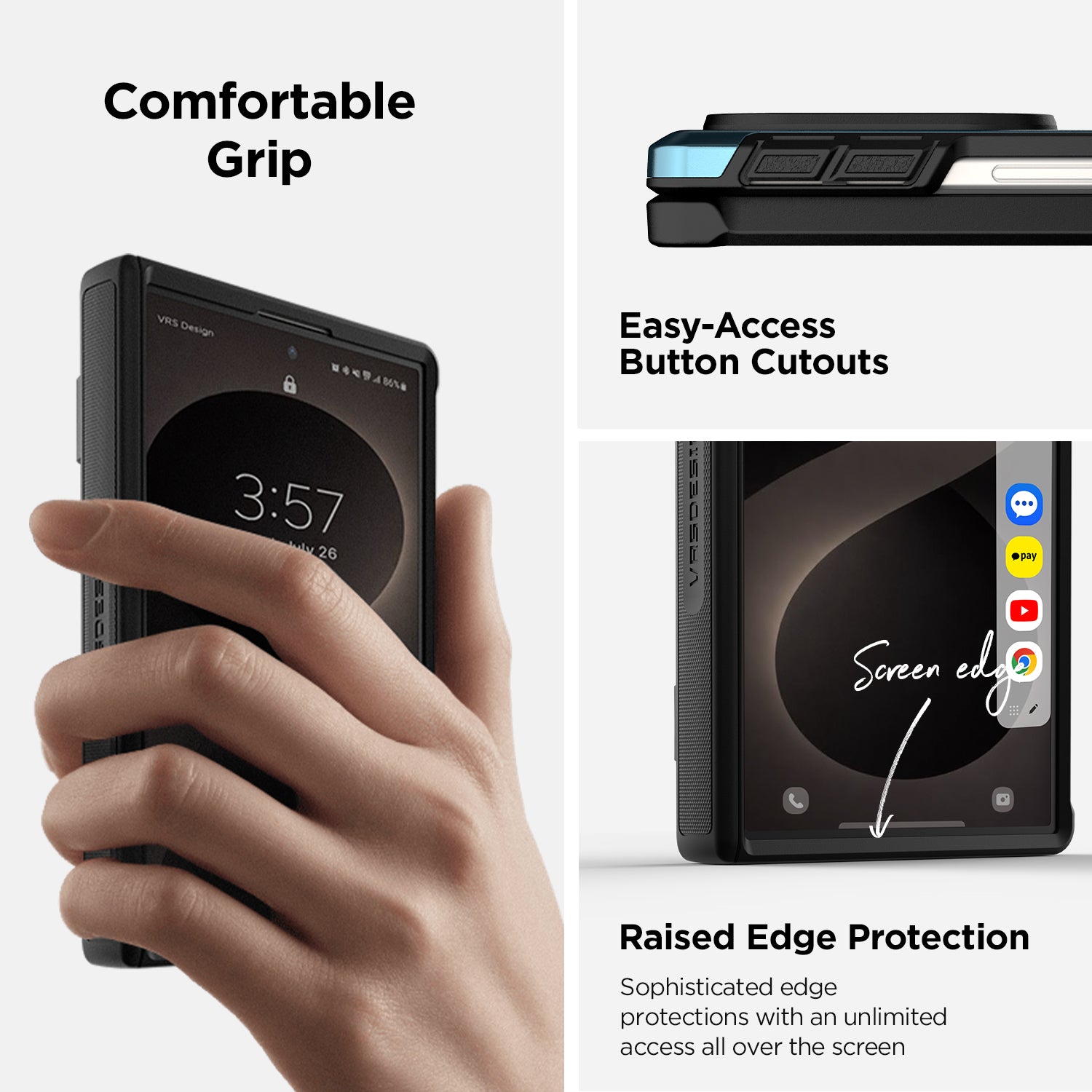 Precise cutouts for the camera, buttons, speakers, and charging port on the Modern Quickstand Pro case.