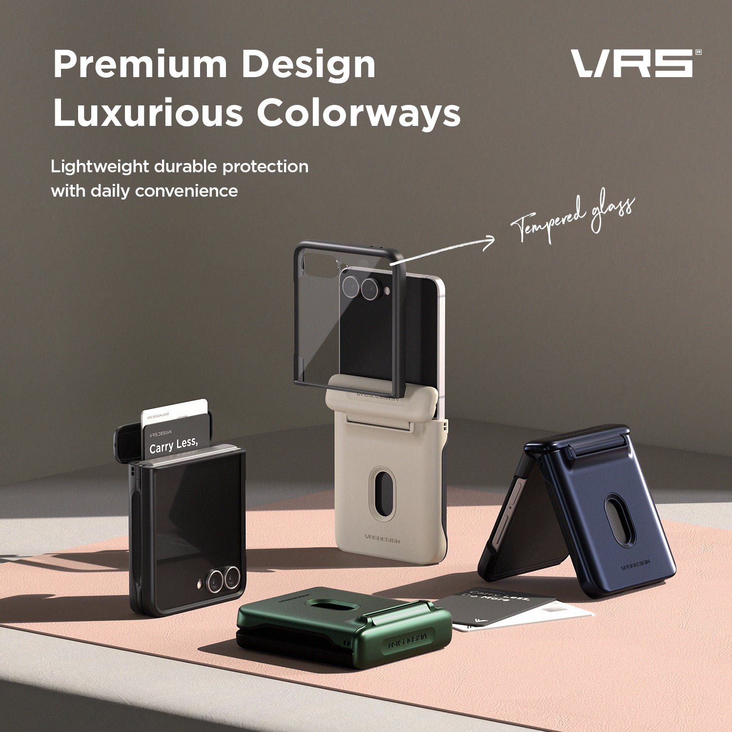 Samsung Galaxy Z Flip 7 Luxury Mobile phone cover card holder hinge protector built-in screen shield slim rugged daily carry durable case by VRS DESIGN
