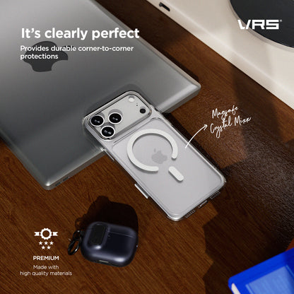 Apple iPhone 17 Pro Max slim and lightweight clear case magsafe crystal mix anti yellowing slim bumper bezel camera button by VRS DESIGN
