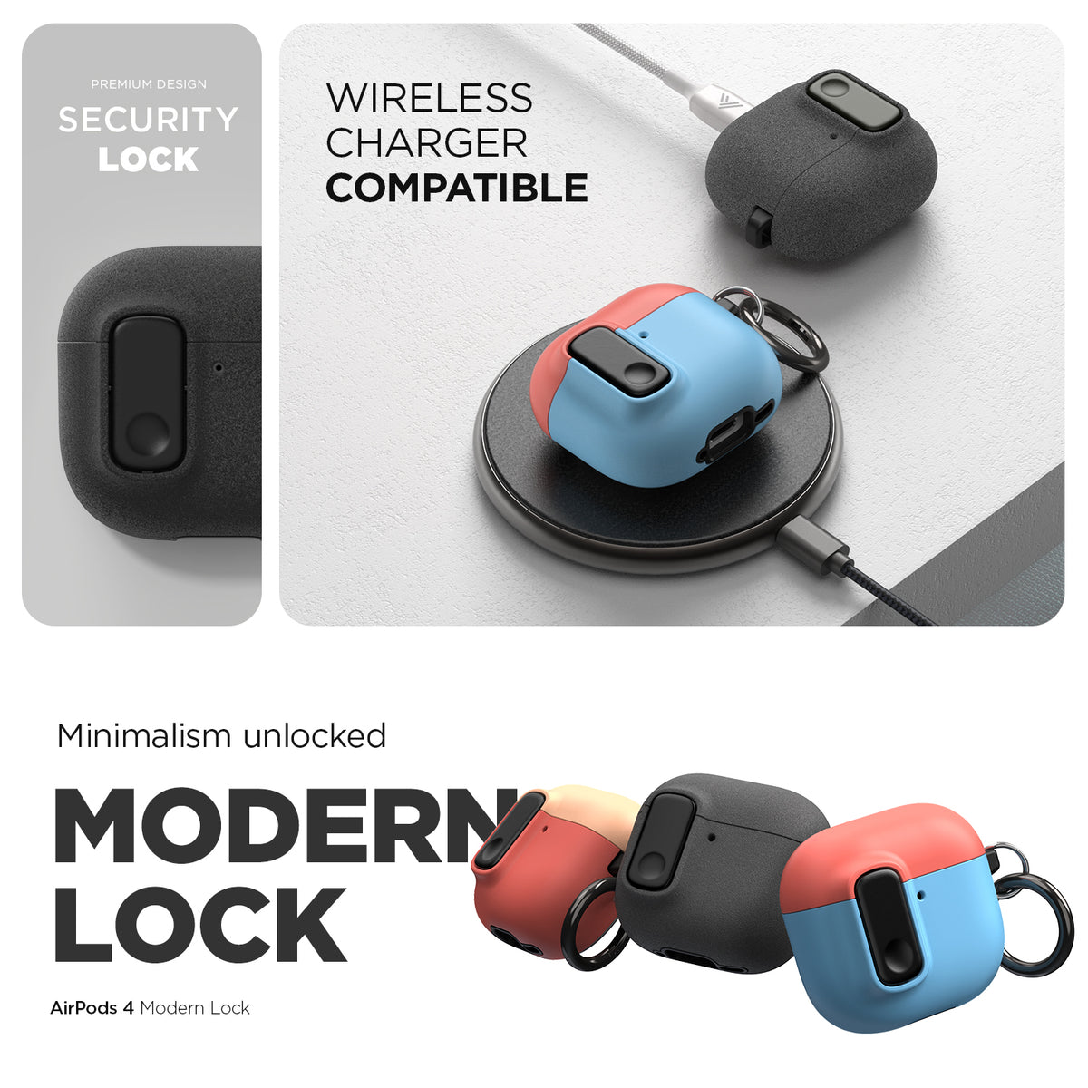 Apple AirPods 4 Premium Earbuds Case with Carabiner Modern Lock by VRS ...