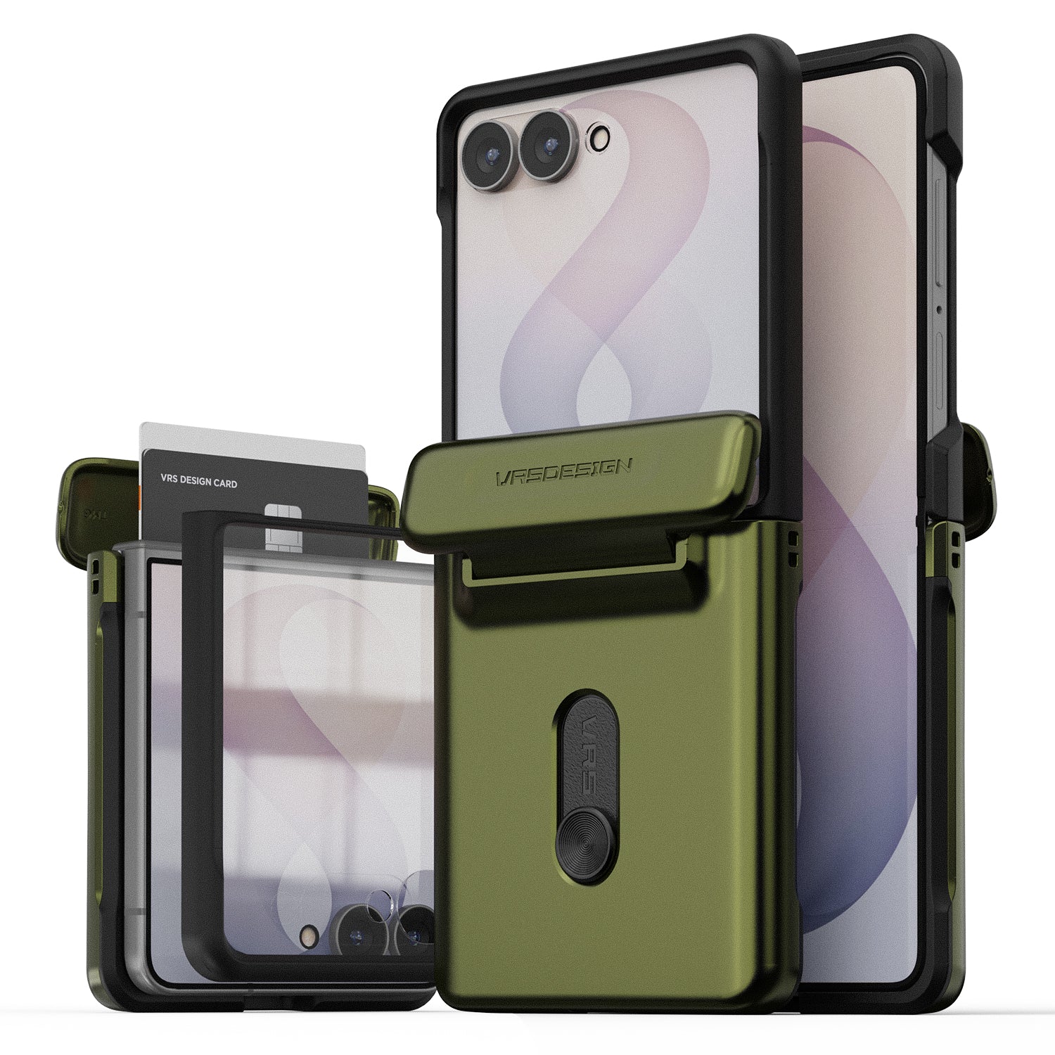 Rear view of the Galaxy Z Flip 8 Modern GO case featuring an integrated card holder and clean modern design.