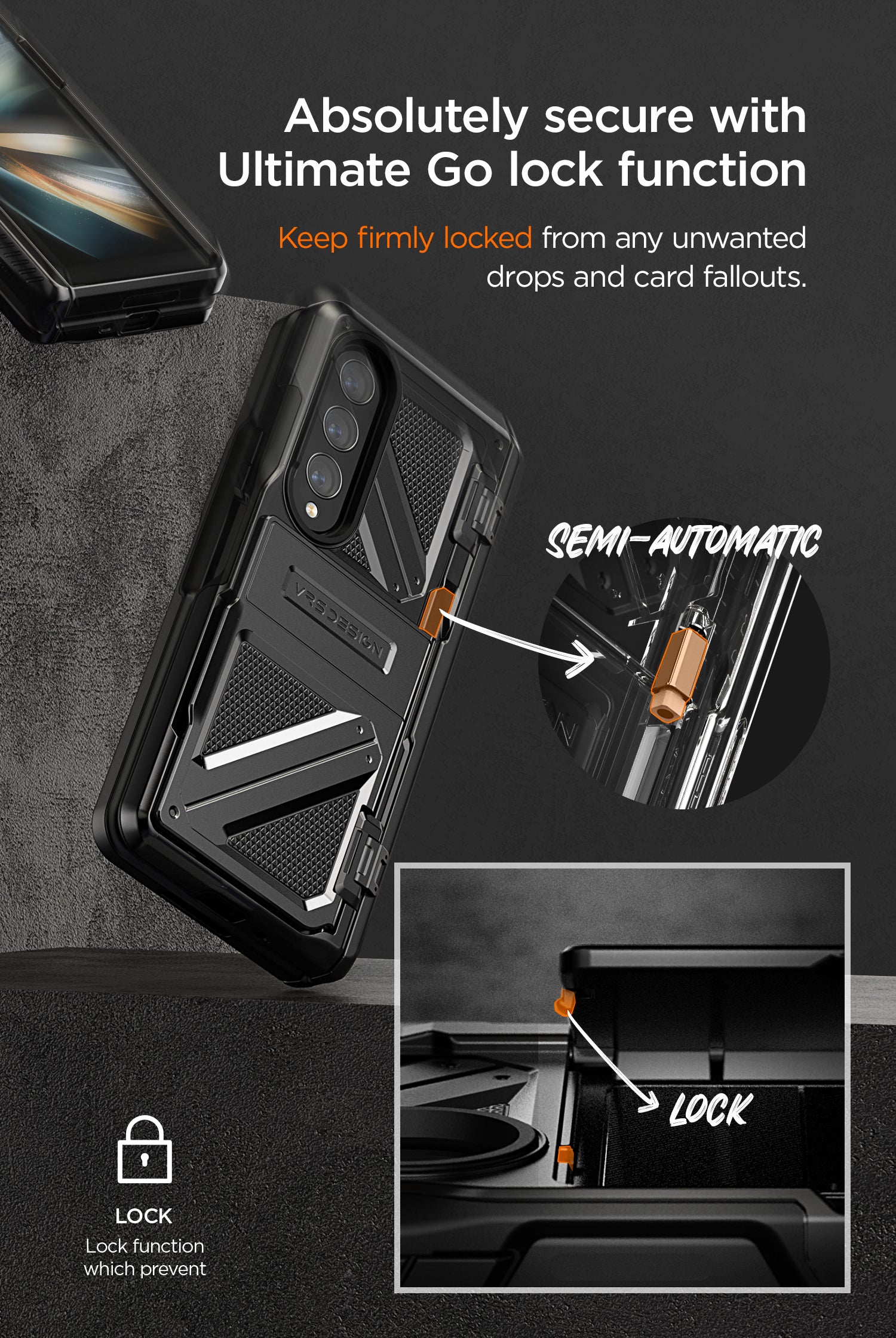 Samsung Galaxy Z Fold 4 wallet rugged case with multiple durable and convenient card slot with sleek minimalism by VRS