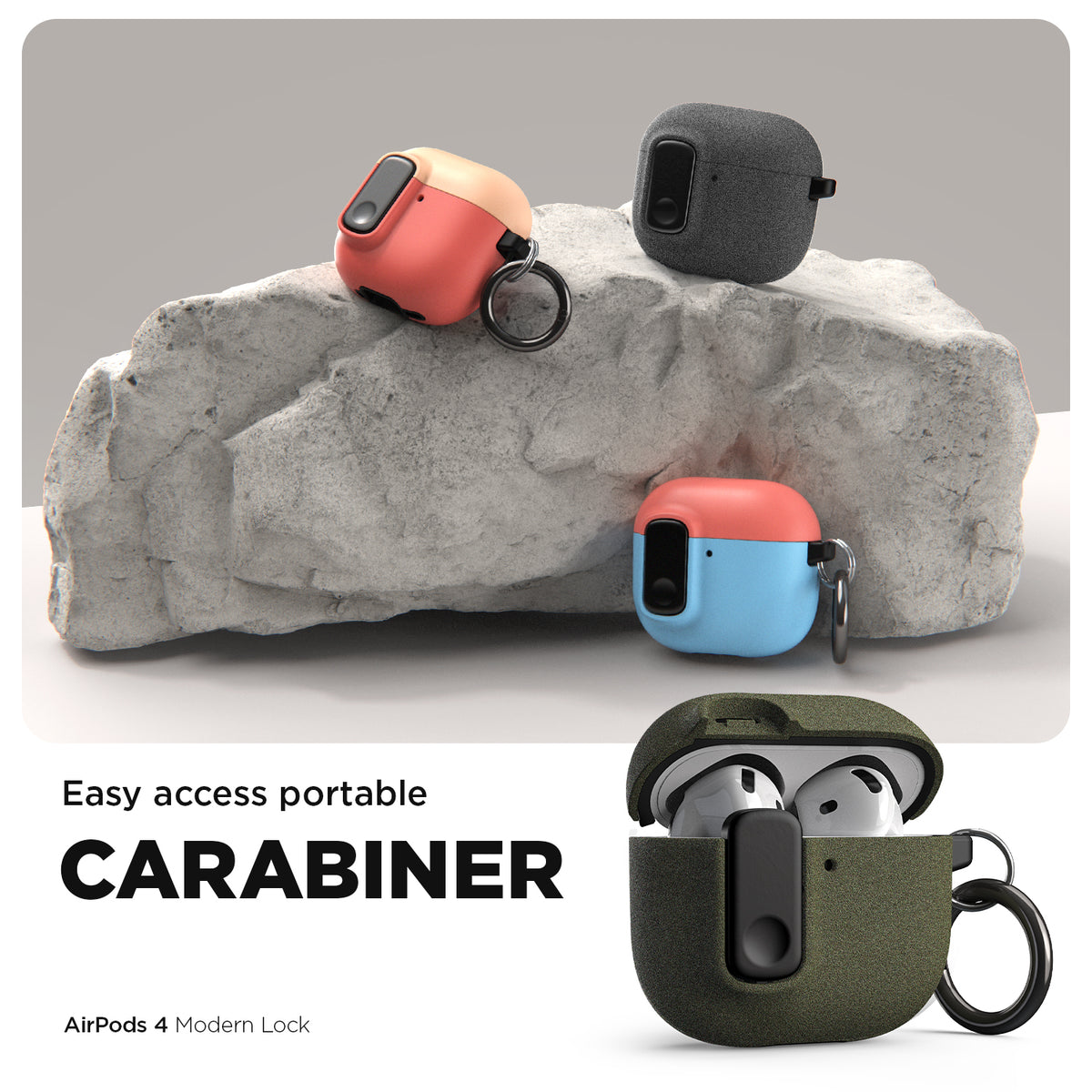 Apple AirPods 4 Premium Earbuds Case with Carabiner Modern Lock by VRS ...