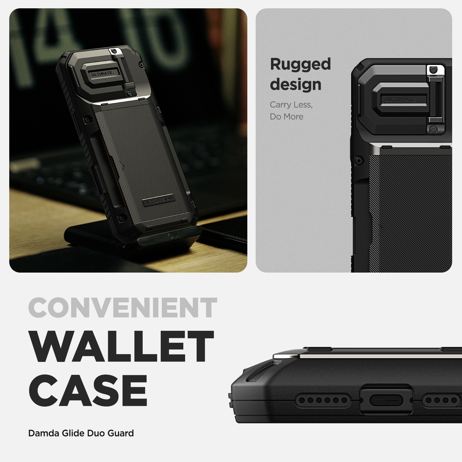 iPhone 16 Pro Max Case Damda Glide DuoGuard Card Holder Wallet Case with Built in Camera Protector by VRS Design