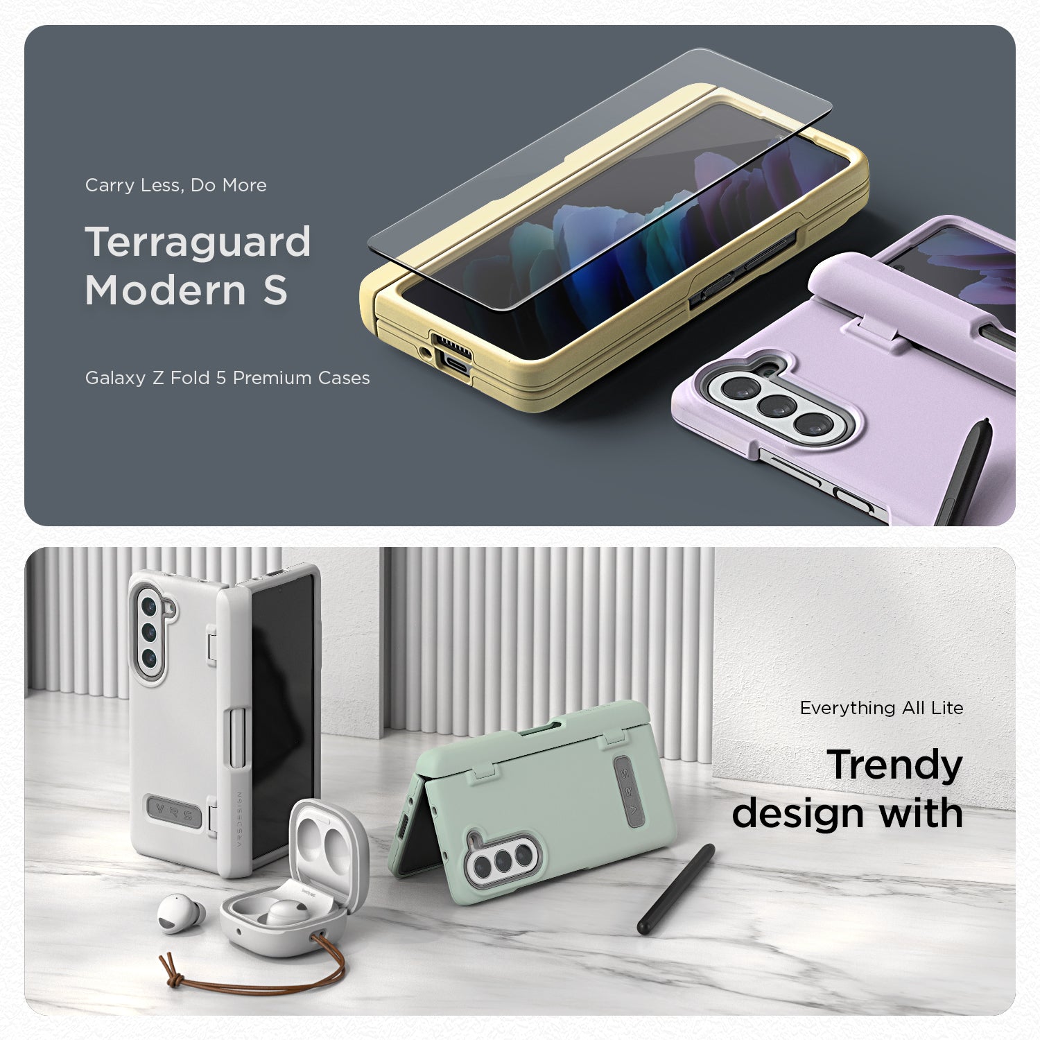 New Galaxy Z Fold 5 modern rugged lightweight minimalist case by