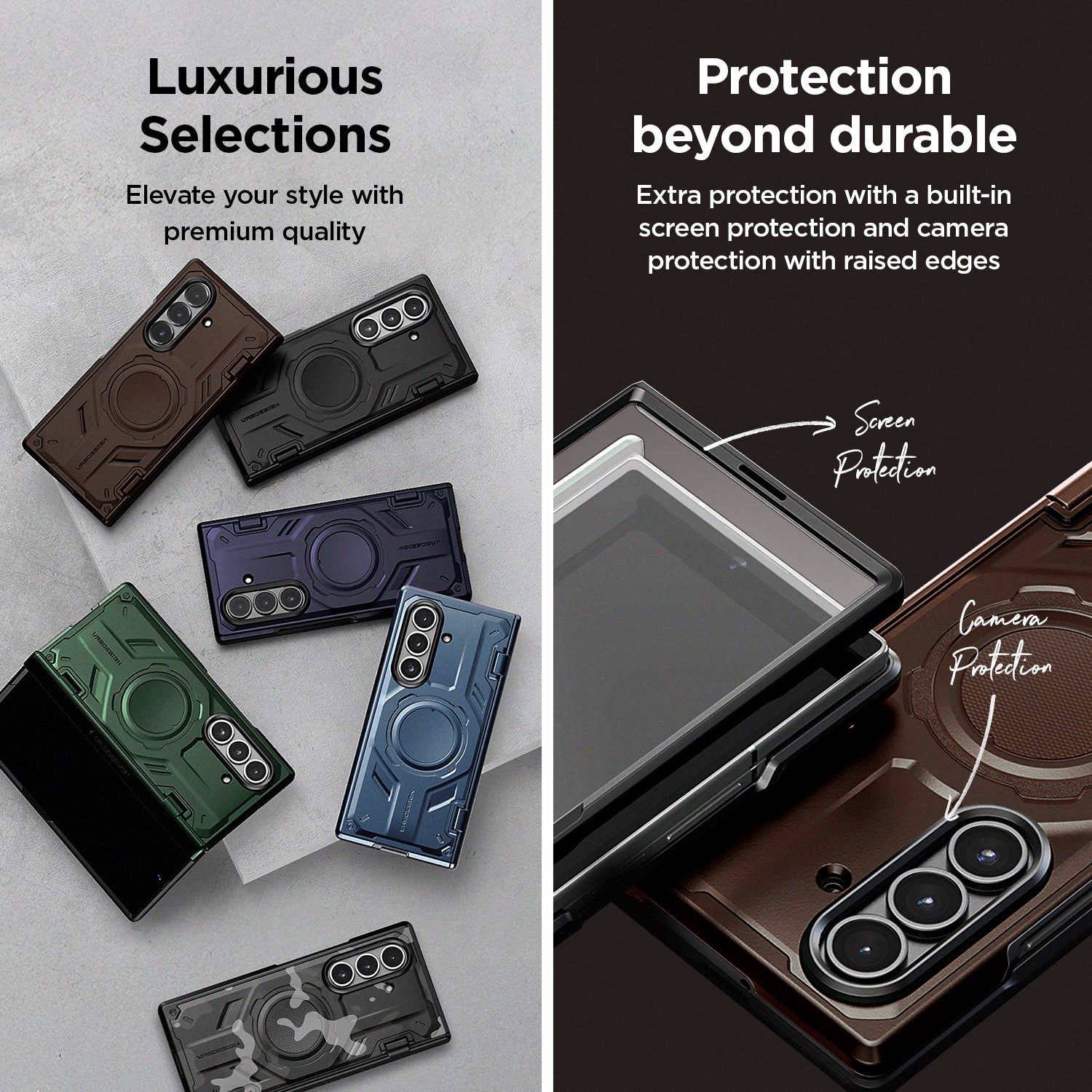 Samsung Galaxy Z Fold 7 Luxury Mobile phone cover card holder hinge protector built-in screen shield slim rugged daily carry durable case by VRS DESIGN