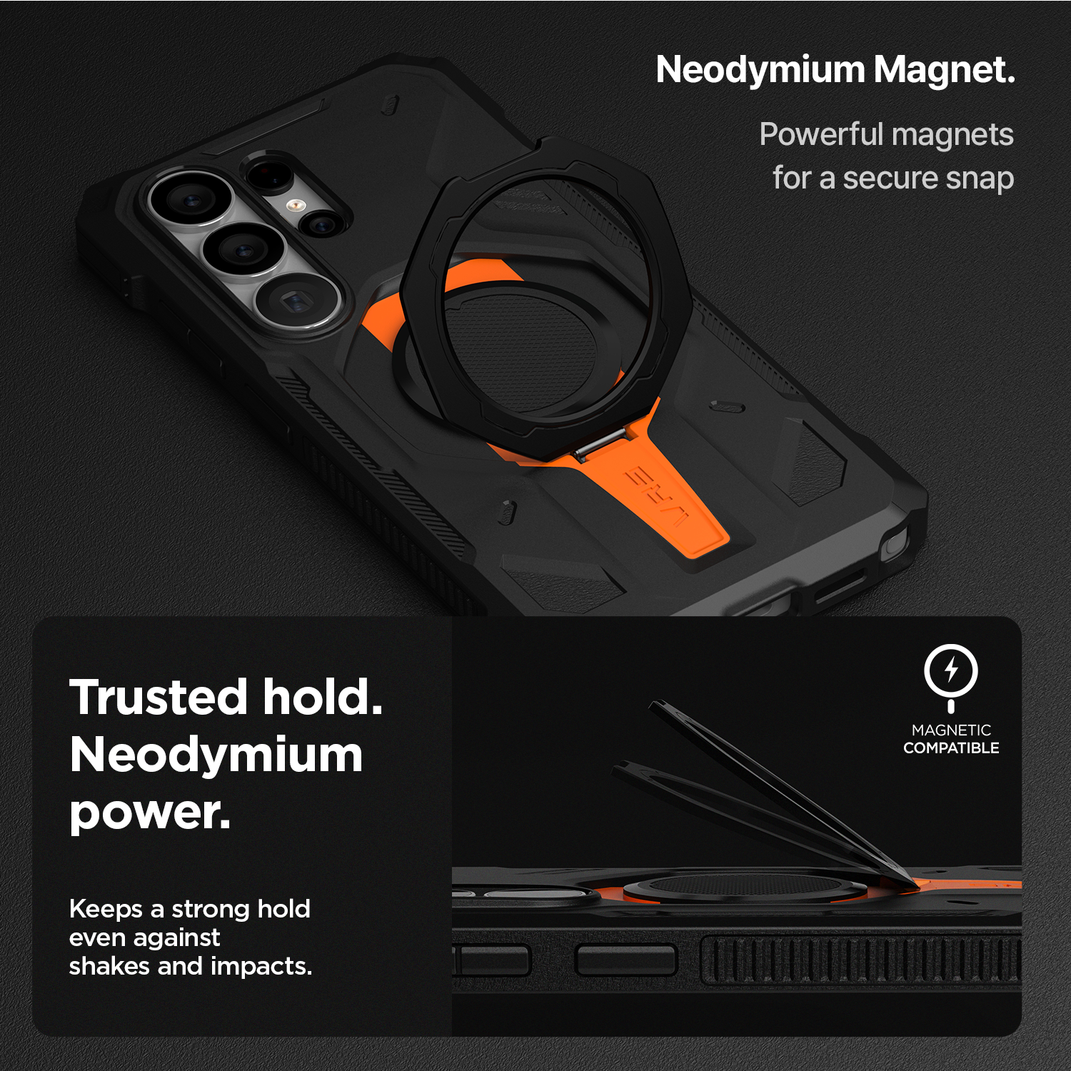 S26 Ultra reliable stand case with precise camera cutout