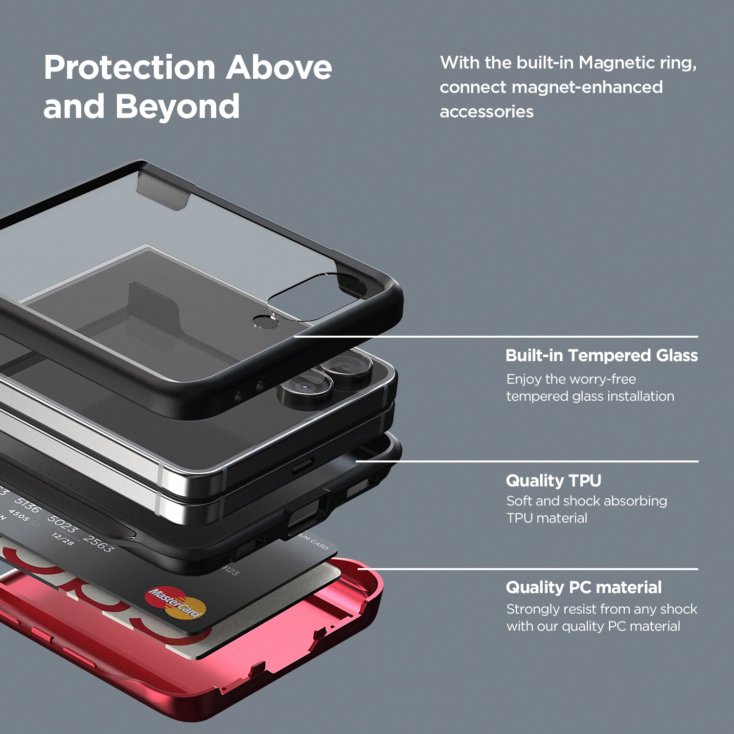 Samsung Galaxy Z Flip 7 Luxury Mobile phone cover card holder hinge protector built-in screen shield slim rugged daily carry durable case by VRS DESIGN
