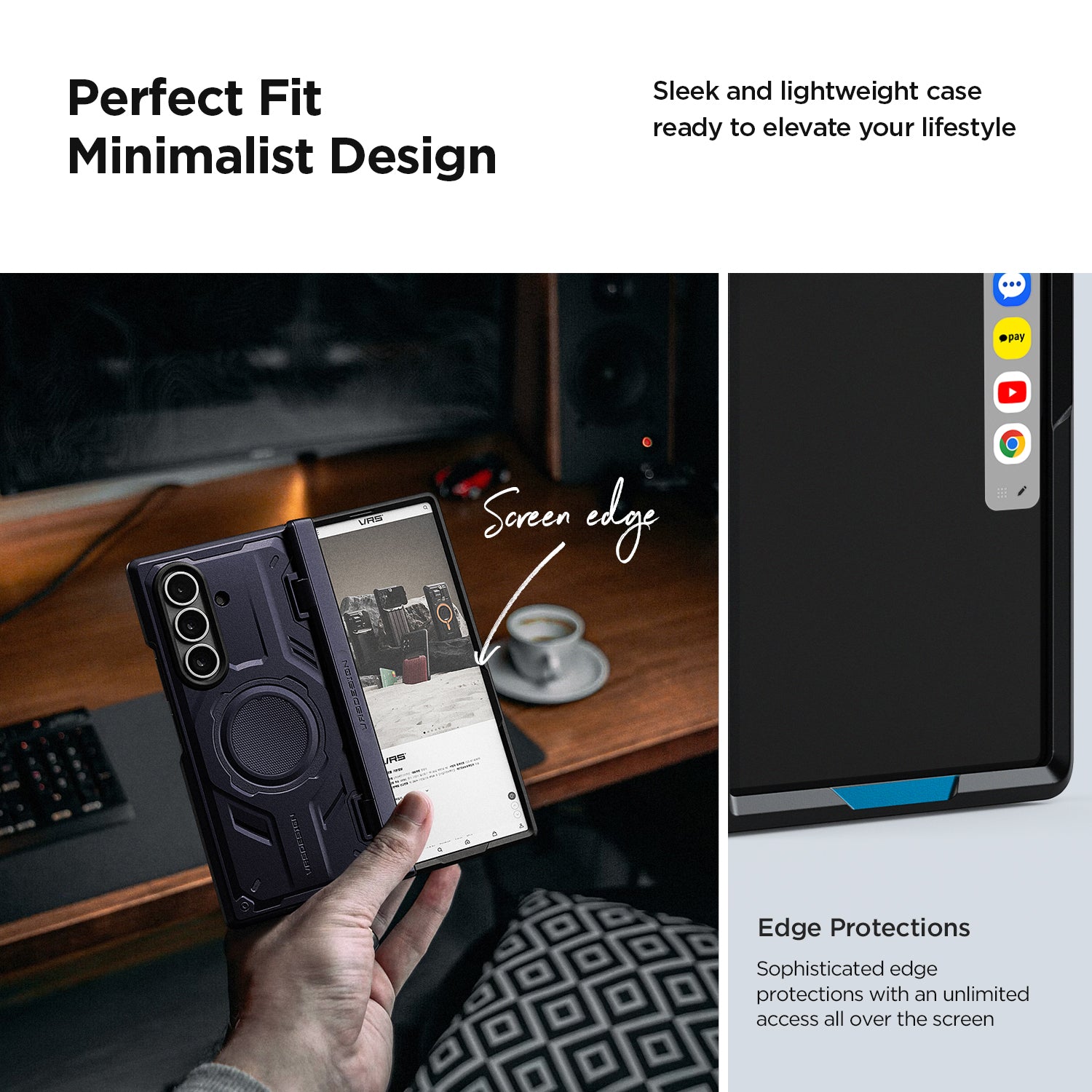 Samsung Galaxy Z Fold 7 Luxury Mobile phone cover card holder hinge protector built-in screen shield slim rugged daily carry durable case by VRS DESIGN