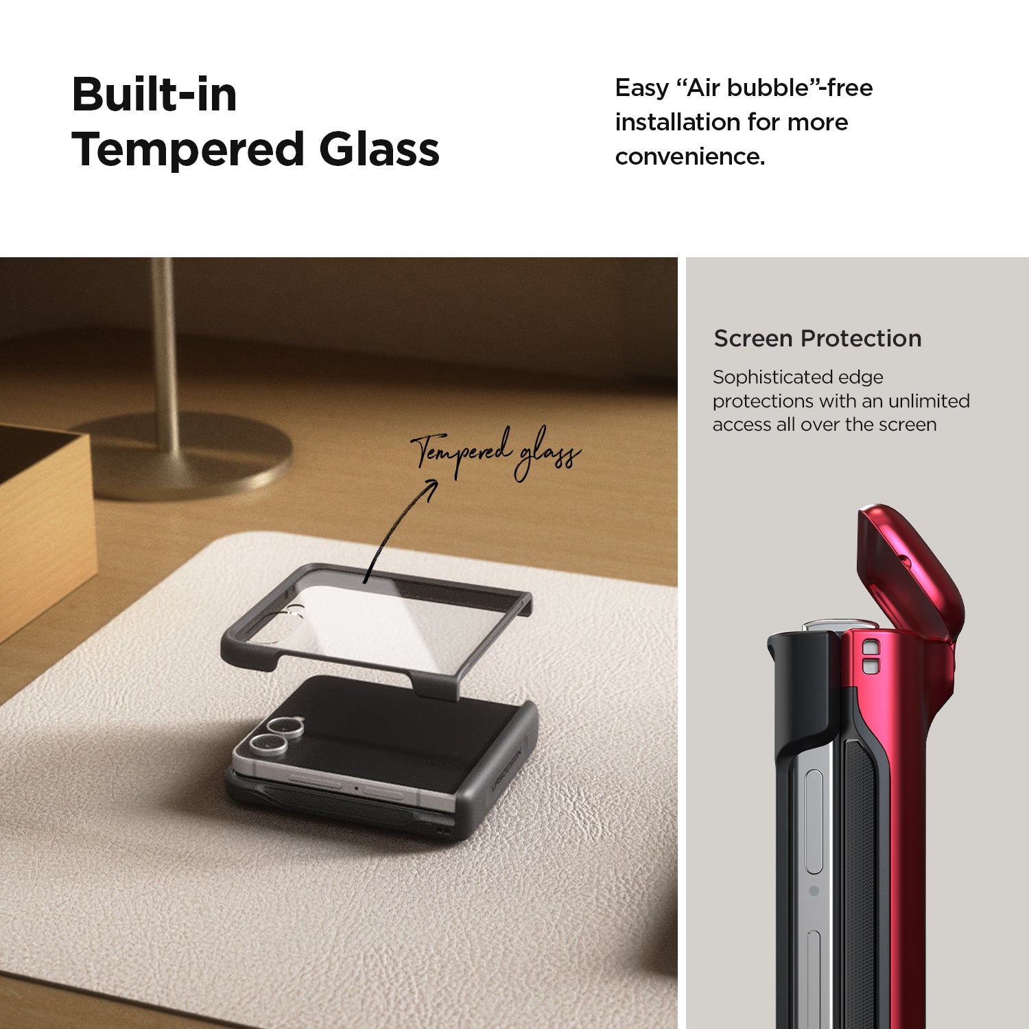 Samsung Galaxy Z Flip 7 Luxury Mobile phone cover card holder hinge protector built-in screen shield slim rugged daily carry durable case by VRS DESIGN
