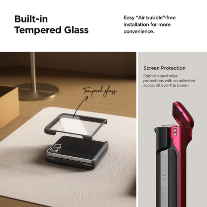 Samsung Galaxy Z Flip 7 Luxury Mobile phone cover card holder hinge protector built-in screen shield slim rugged daily carry durable case by VRS DESIGN
