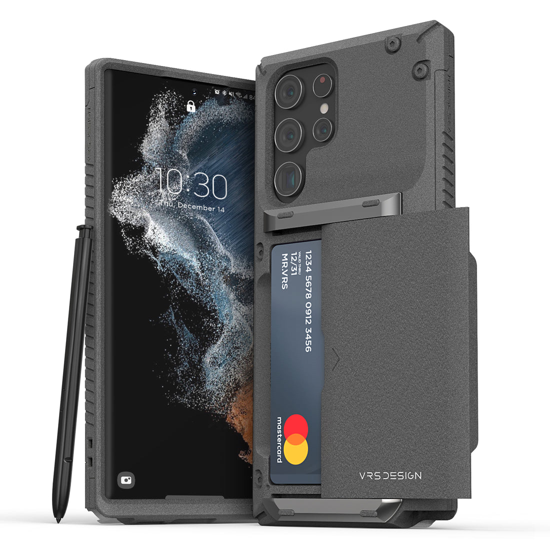 Samsung Galaxy S22 Ultra rugged wallet case with multiple durable and convenient card slot with sleek minimalist look by VRS