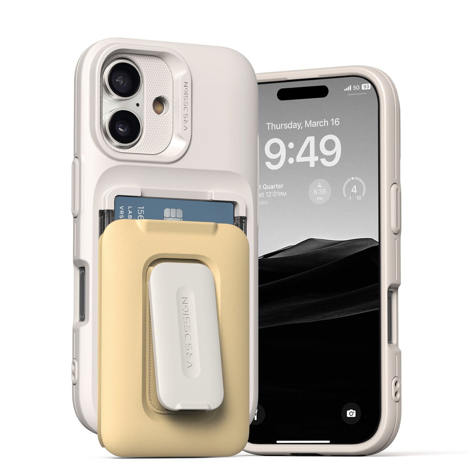 iPhone 16 Pro Max Case Orb Card Holder Wallet Case with Built in Camera Protector and Kickstand by VRS Design Lemonade