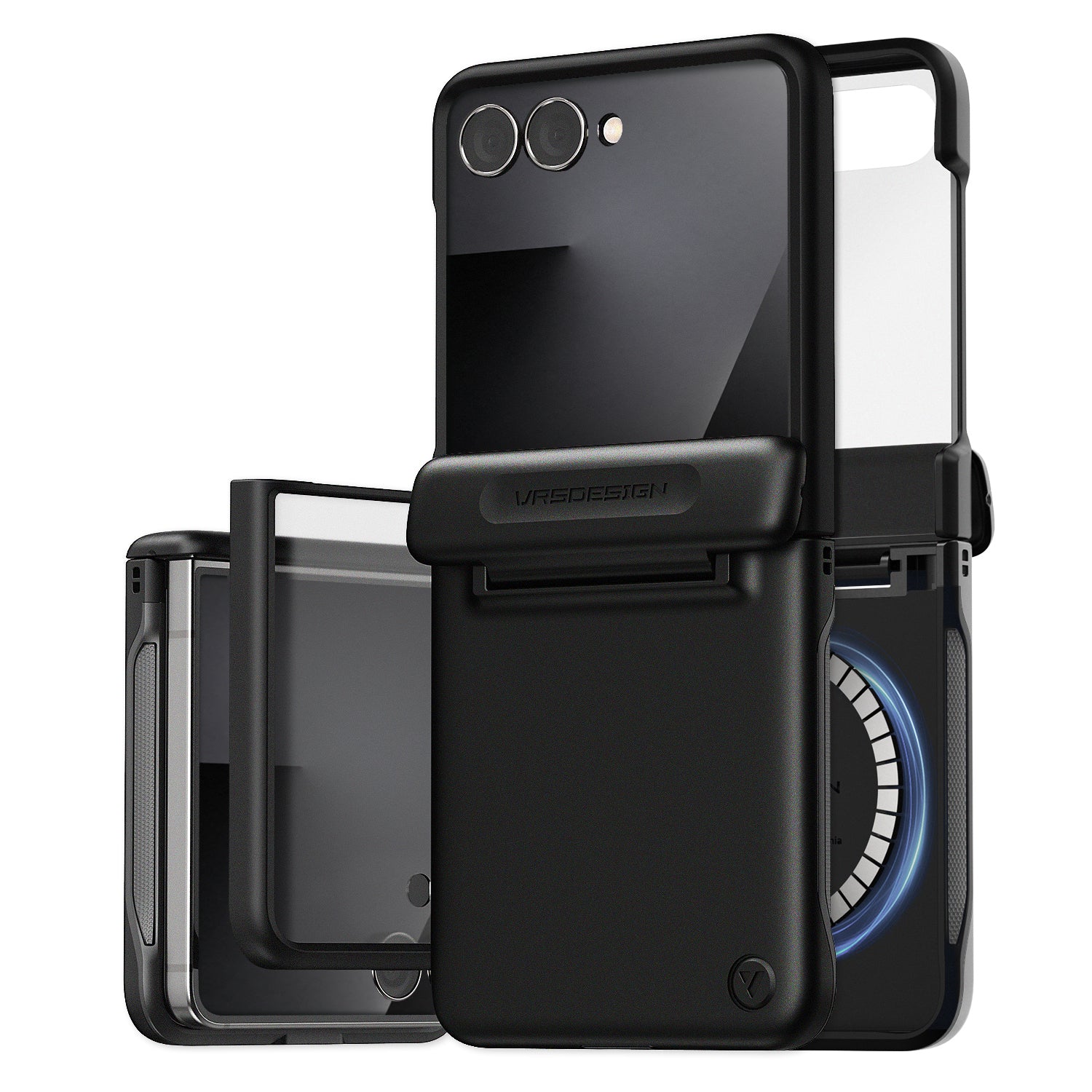 Samsung Galaxy Z Flip 7 Luxury Mobile phone cover card holder hinge protector built-in screen shield slim rugged daily carry durable case by VRS DESIGN
