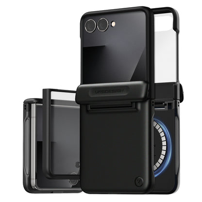 Samsung Galaxy Z Flip 7 Luxury Mobile phone cover card holder hinge protector built-in screen shield slim rugged daily carry durable case by VRS DESIGN
