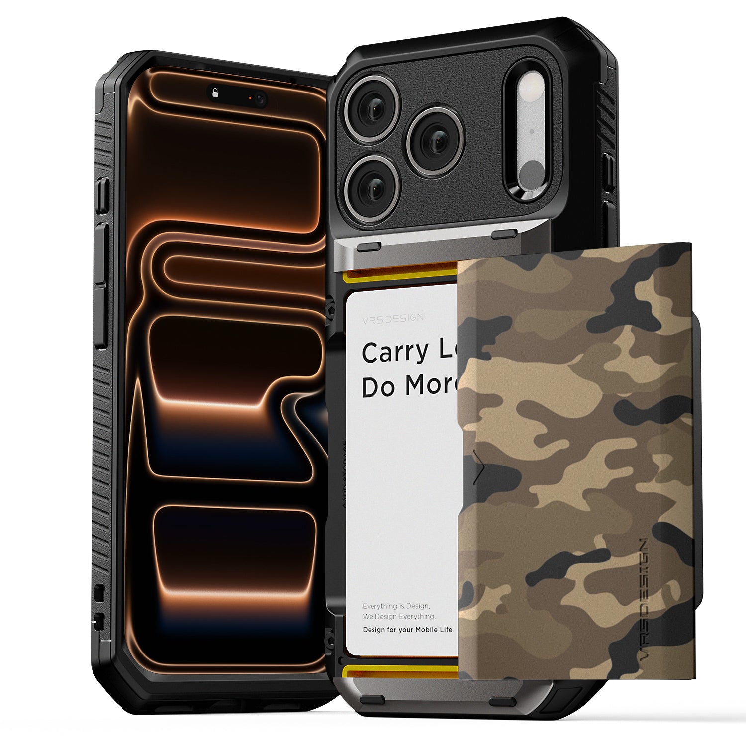 Apple iPhone 17 Pro Max Camo Luxury Mobile phone cover card holder hinge protector built-in screen shield slim rugged daily carry durable case in USA Flag design by VRS DESIGN in FREEDOM edition