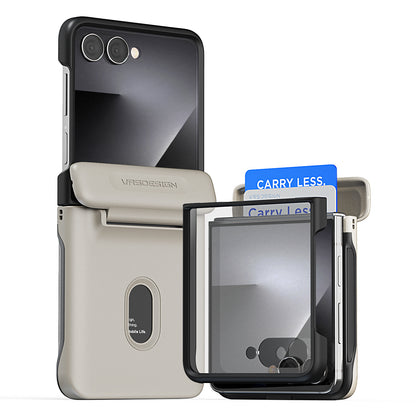 Samsung Galaxy Z Flip 7 Luxury Mobile phone cover card holder hinge protector built-in screen shield slim rugged daily carry durable case by VRS DESIGN
