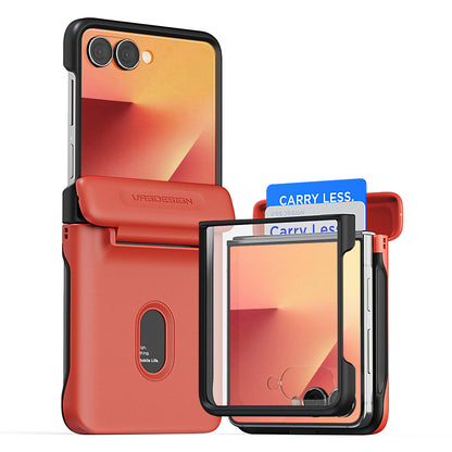Samsung Galaxy Z Flip 7 Luxury Mobile phone cover card holder hinge protector built-in screen shield slim rugged daily carry durable case by VRS DESIGN
