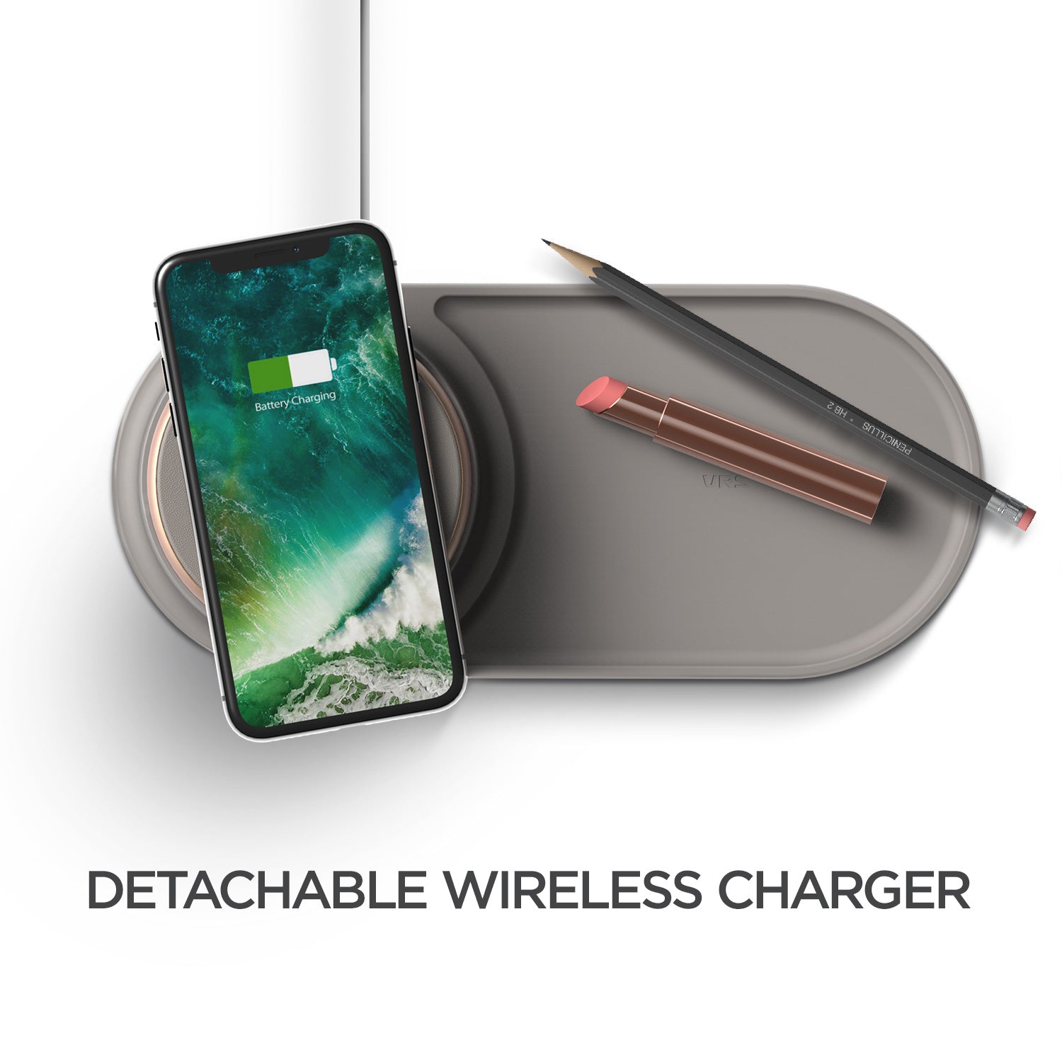 Sleek minimalist wireless charger designed to provide fast and convenient charging without the need for cables.