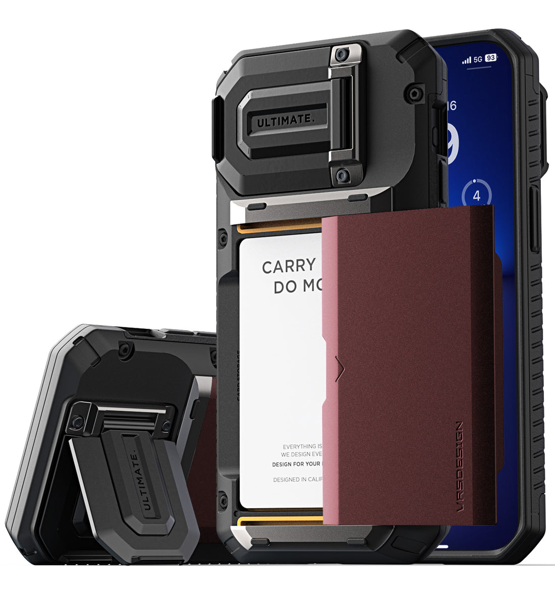VRS Design iPhone 13 Pro Max Wallet Case with Card Holder Damda Glide DuoGuard Groove Black