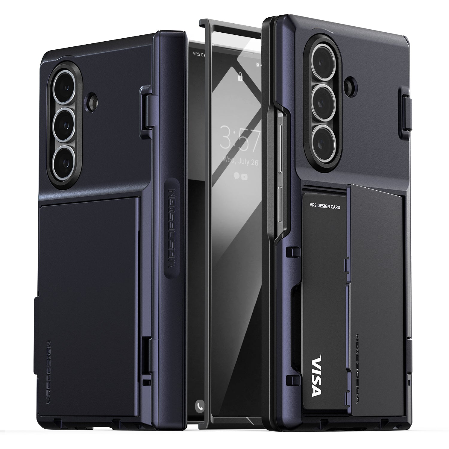 Samsung Galaxy Z Fold 7 Luxury Mobile phone cover card holder hinge protector built-in screen shield slim rugged daily carry durable case by VRS DESIGN