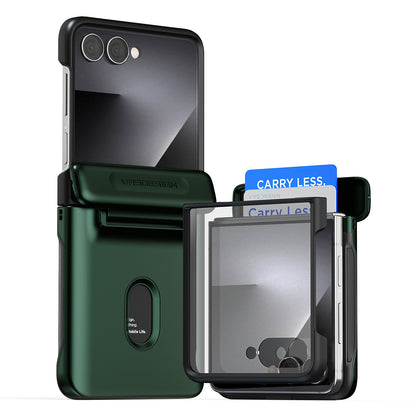 Samsung Galaxy Z Flip 7 Luxury Mobile phone cover card holder hinge protector built-in screen shield slim rugged daily carry durable case by VRS DESIGN
