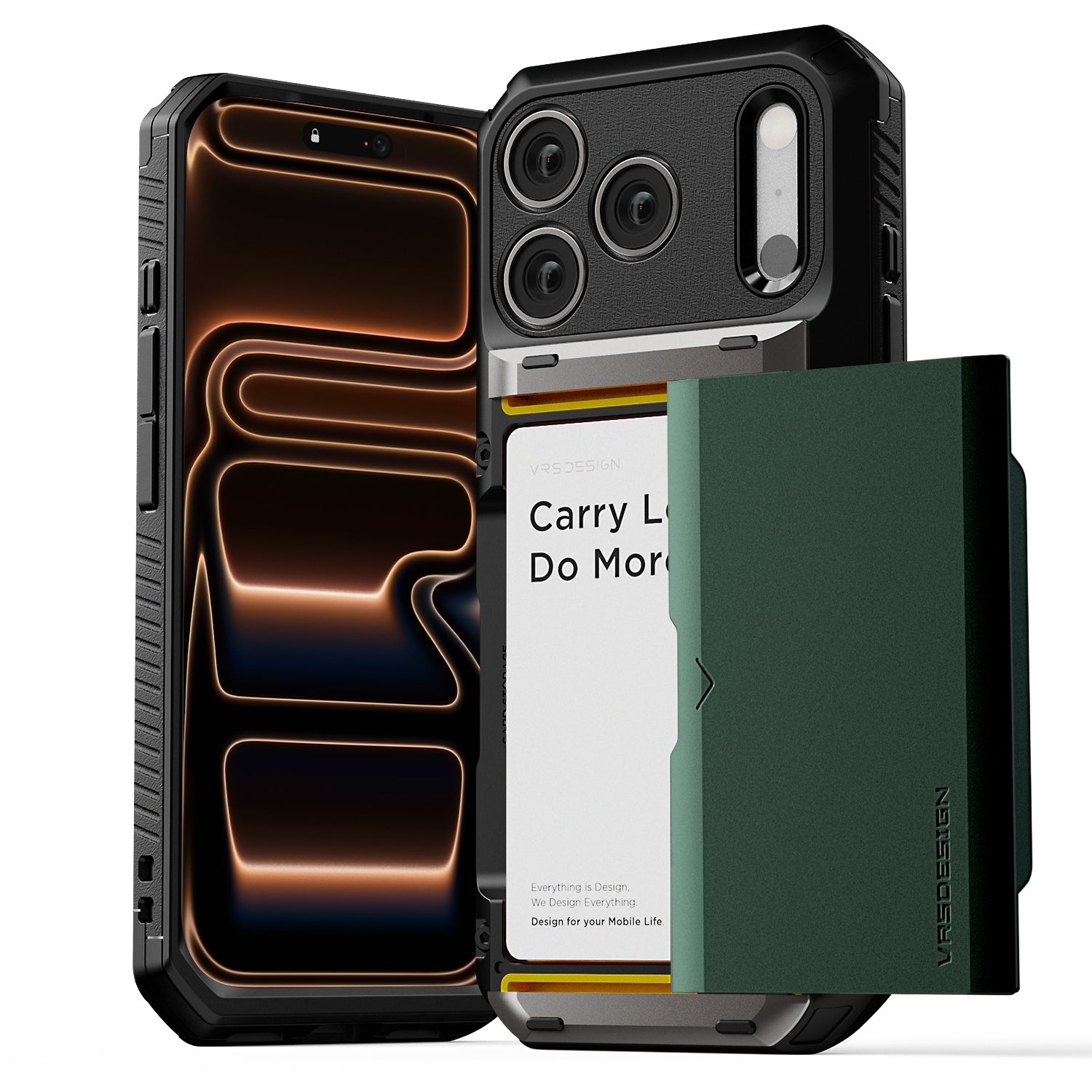 best cell phone case for drop protection VRS Design Damda Glide Pro iPhone 2025 wallet Case Rugged & Modern Case iPhone 17 / Matte Black